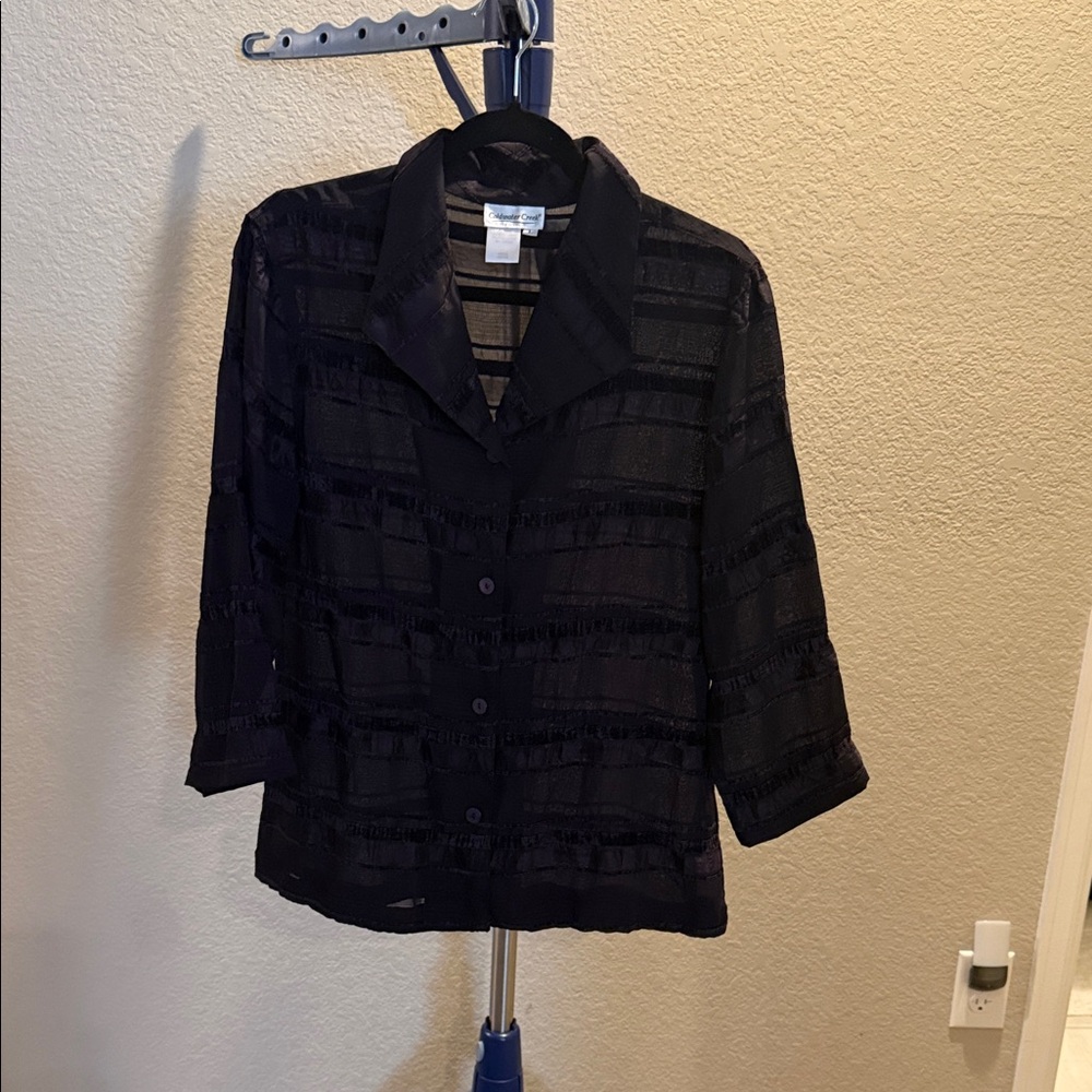 Coldwater Creek purple Sheer button down cardigan Blouse. Size large